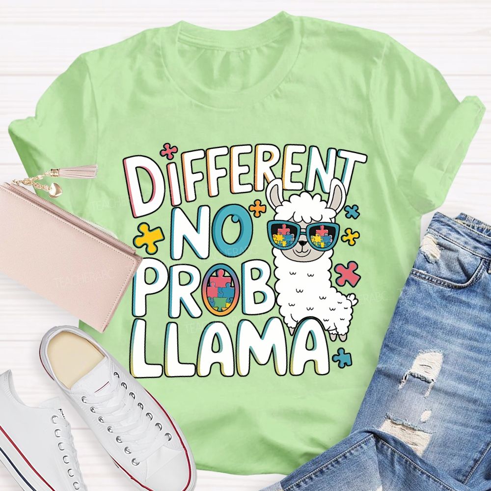 Different No Prob Llama Teacher T-shirt