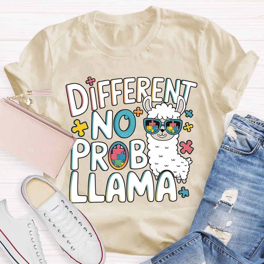 Different No Prob Llama Teacher T-shirt