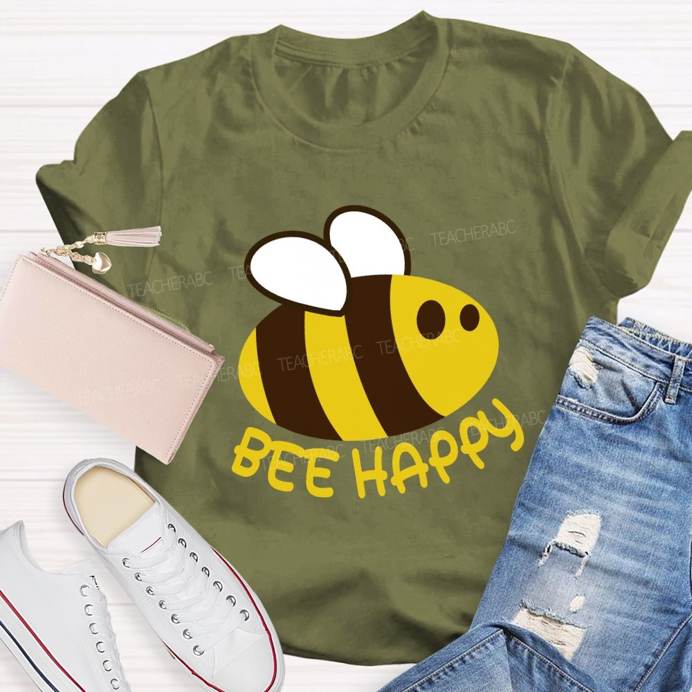 Bee Happy Cute Bee Teacher T-shirt