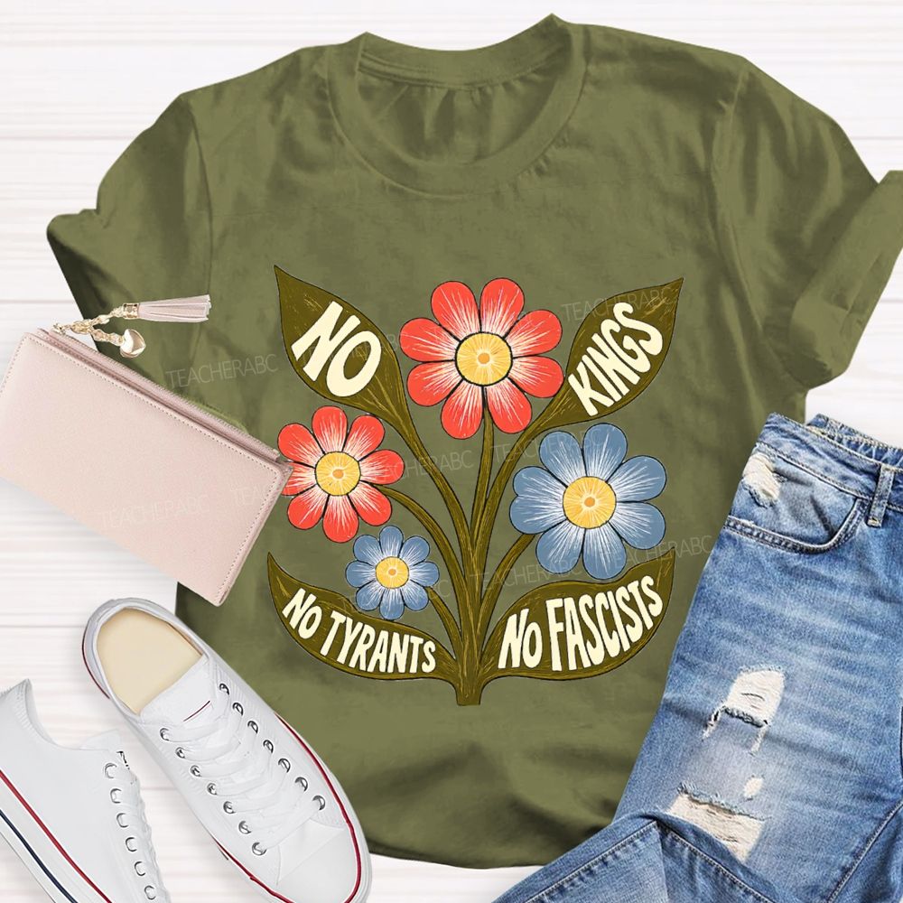 No Kings No Tyrants No Fascists Teacher T-shirt