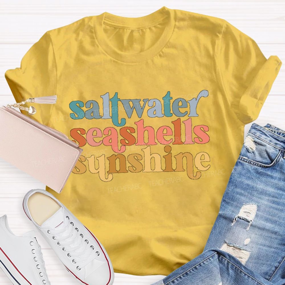 Saltwater Seashells Sunshine Teacher T-shirt