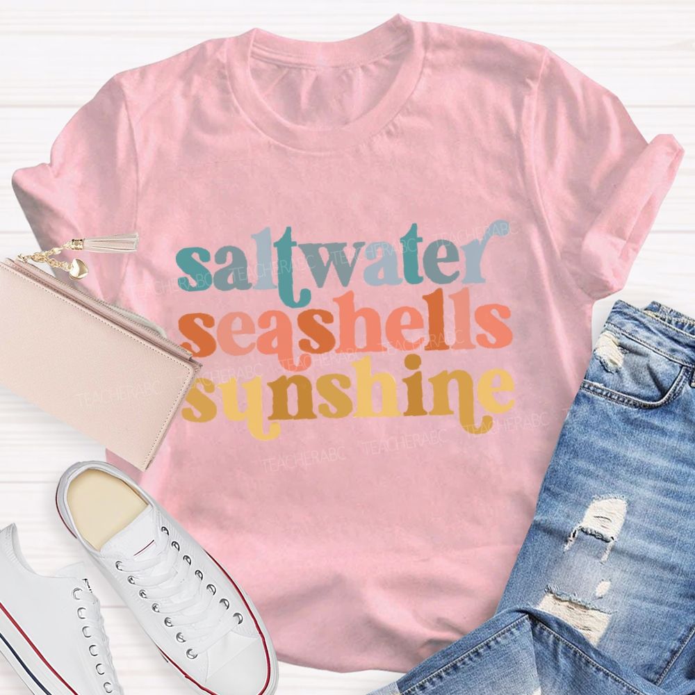 Saltwater Seashells Sunshine Teacher T-shirt