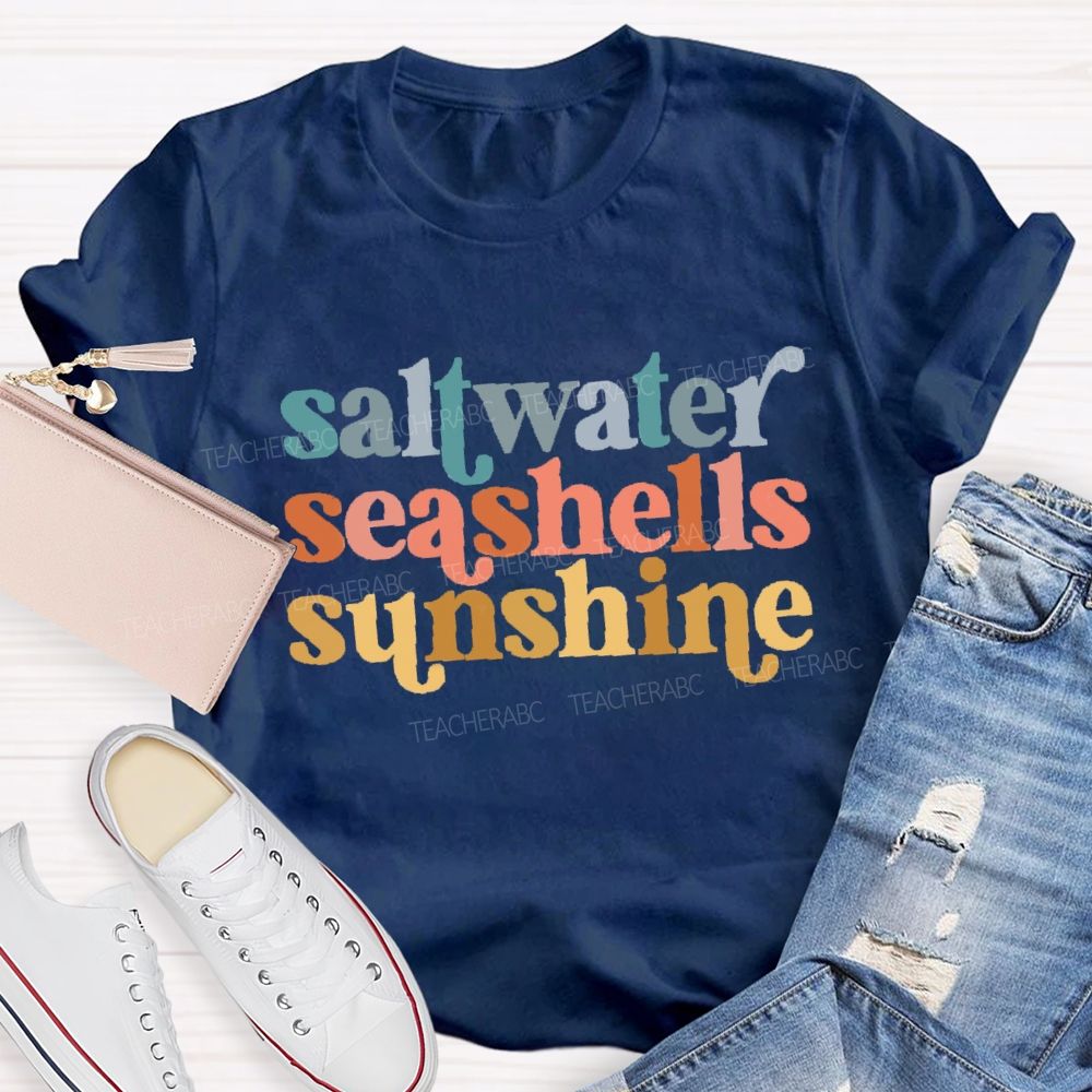 Saltwater Seashells Sunshine Teacher T-shirt