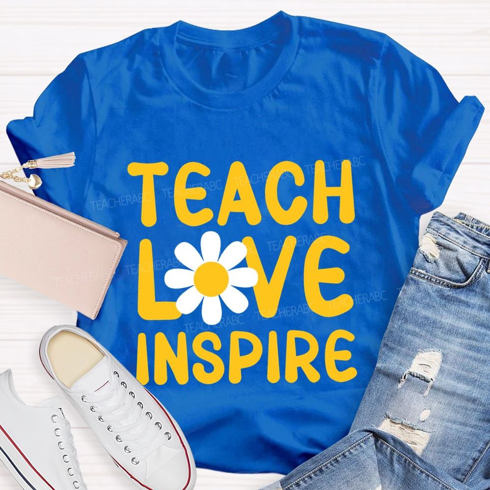 Teach Love Inspire And Sunflower Teacher T-shirt