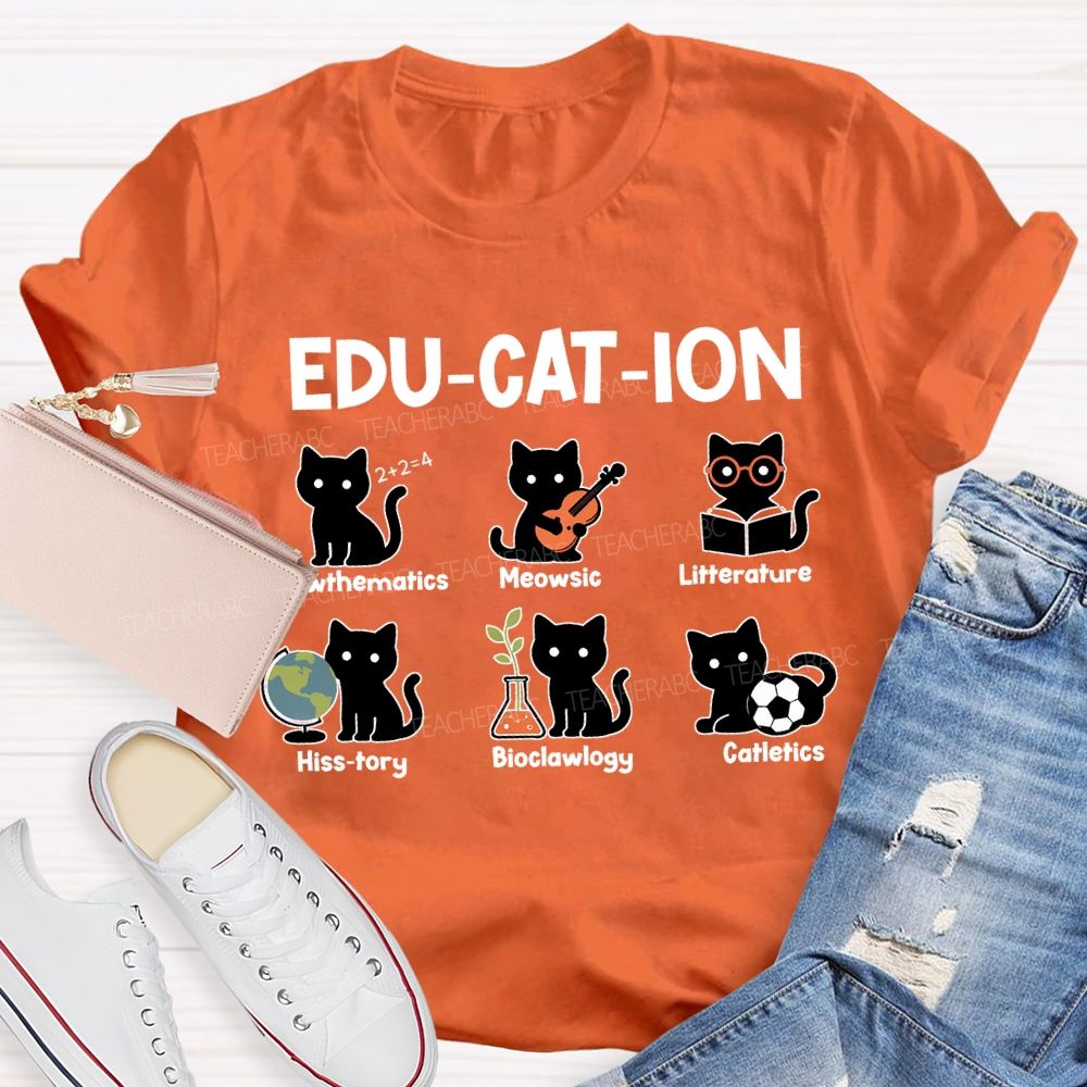 Education Mathematics Meowsic Literature History Teacher T-shirt
