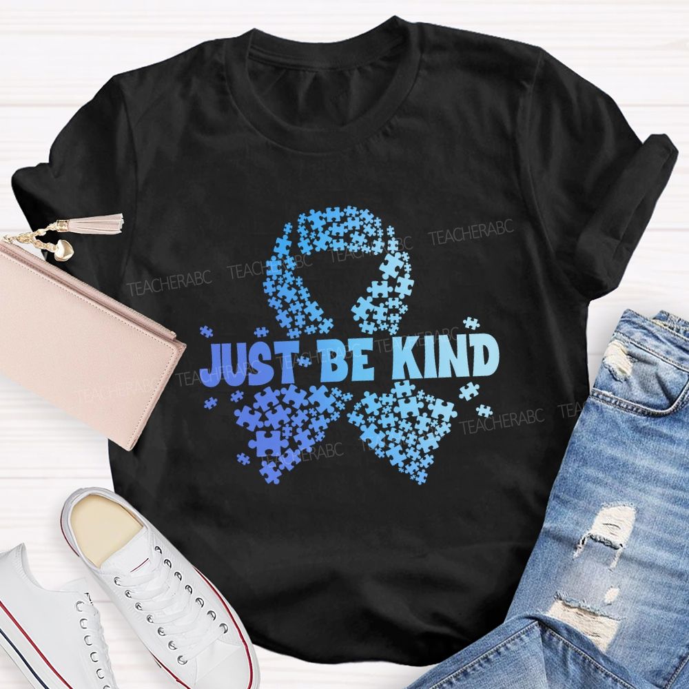 Just Be Kind Blue Ribbon Teacher T-shirt