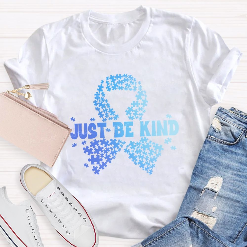 Just Be Kind Blue Ribbon Teacher T-shirt