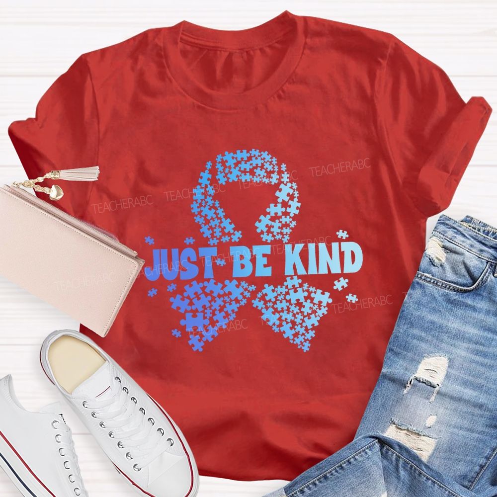 Just Be Kind Blue Ribbon Teacher T-shirt