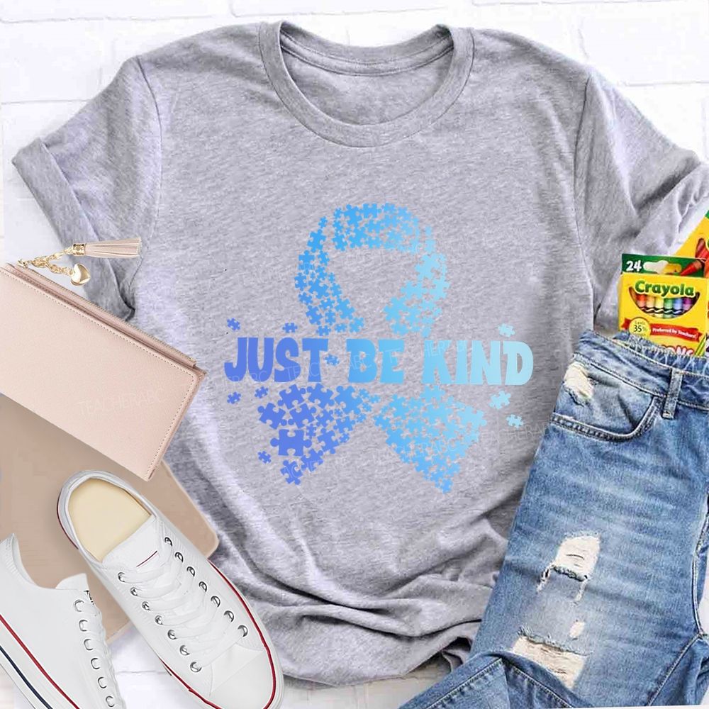 Just Be Kind Blue Ribbon Teacher T-shirt