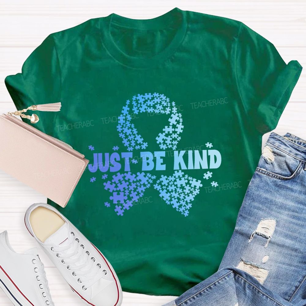 Just Be Kind Blue Ribbon Teacher T-shirt
