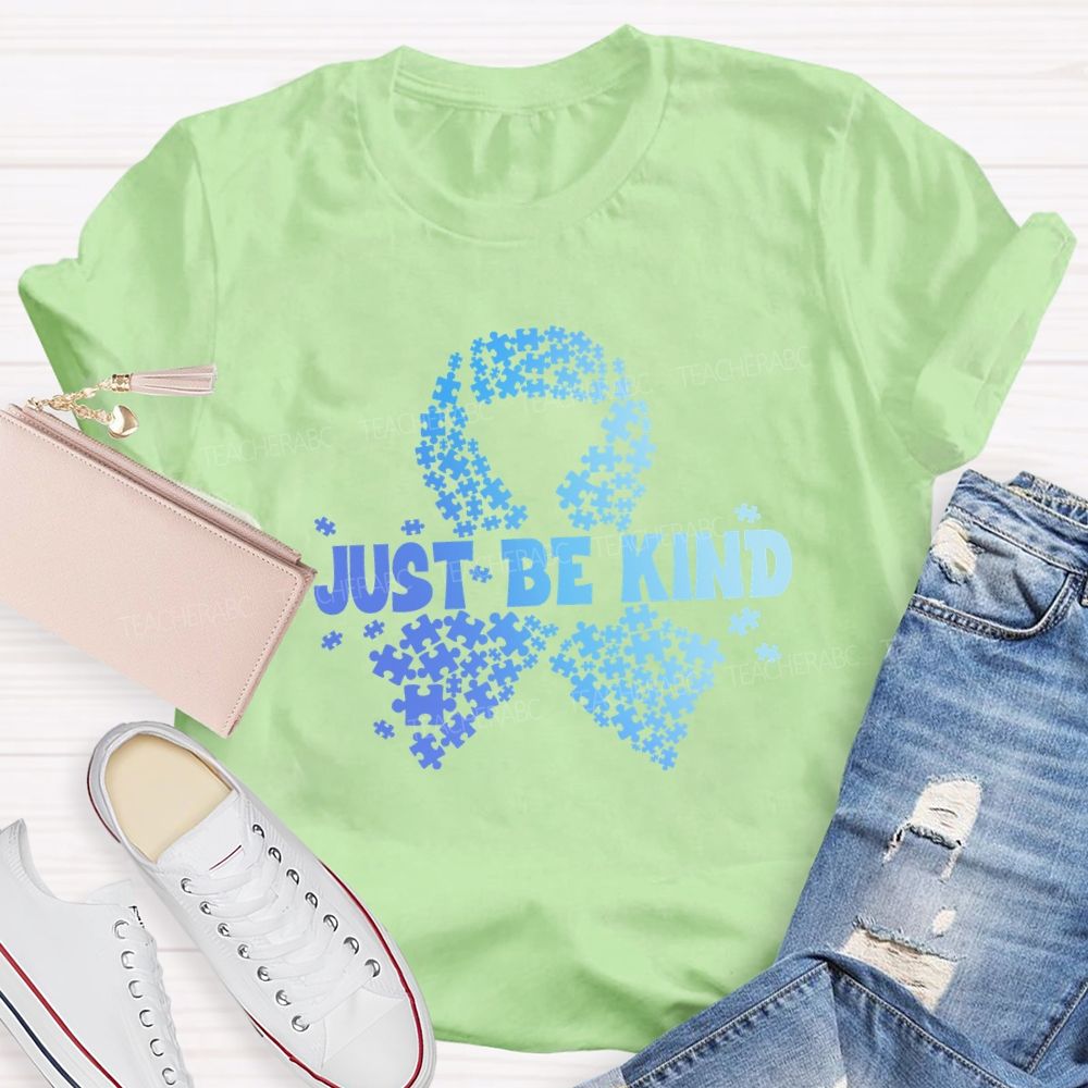 Just Be Kind Blue Ribbon Teacher T-shirt