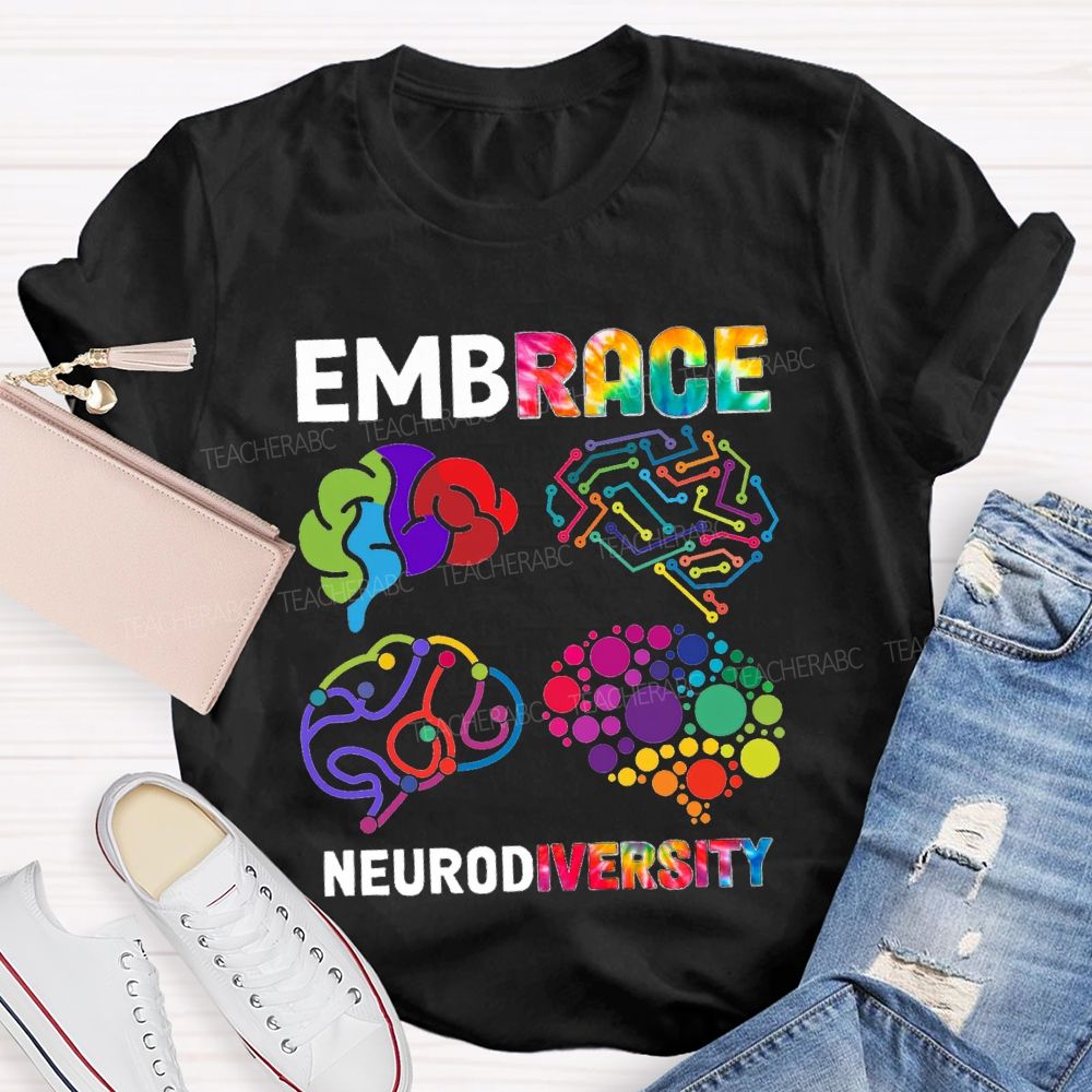 Embrace Neurodiversity Color EEG Teacher T-shirt