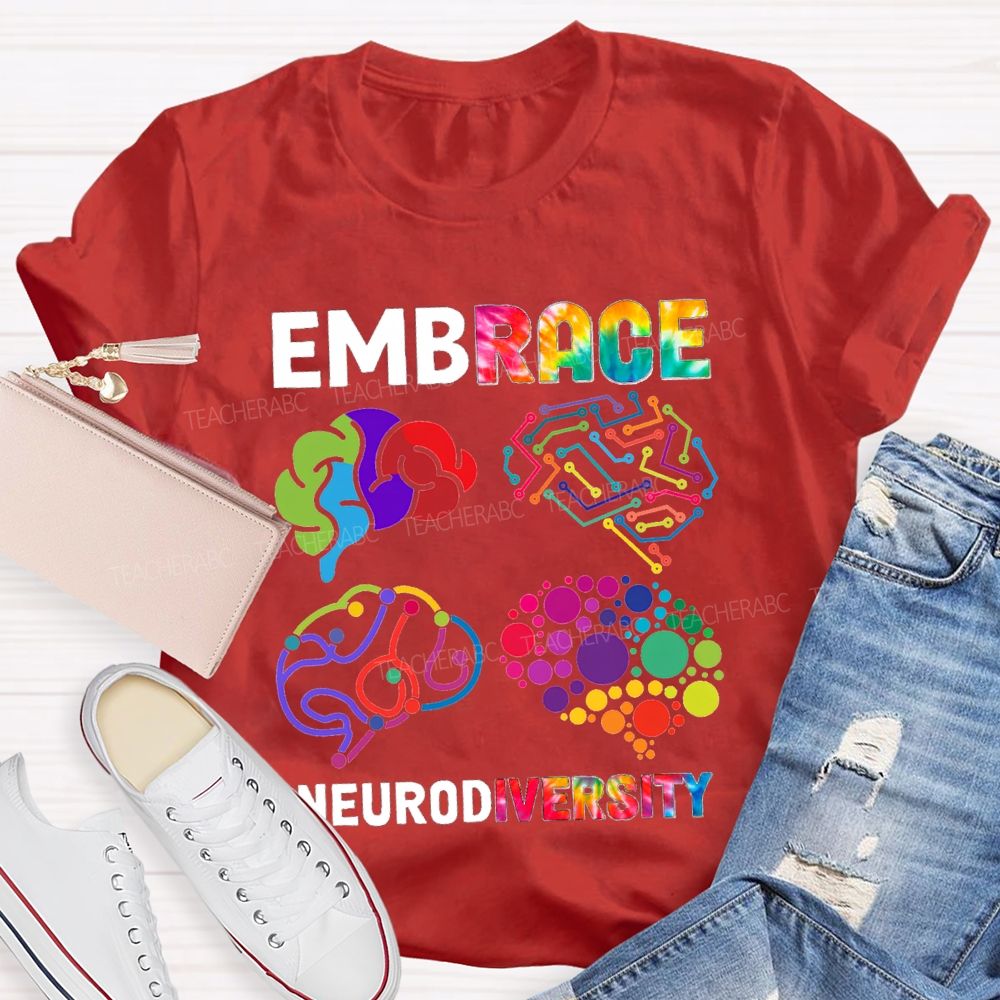 Embrace Neurodiversity Color EEG Teacher T-shirt