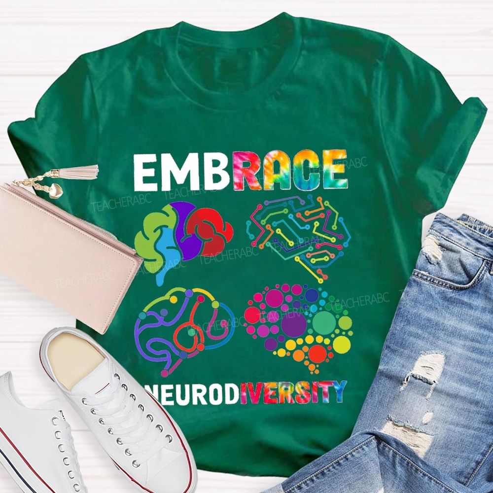 Embrace Neurodiversity Color EEG Teacher T-shirt