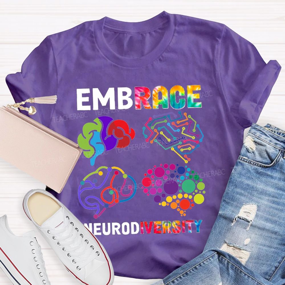 Embrace Neurodiversity Color EEG Teacher T-shirt