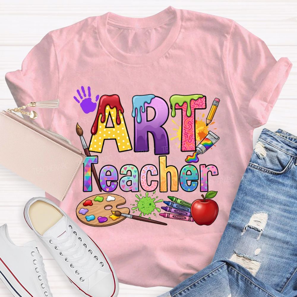 Art Teacher Colored Fonts And Color Palettes Teacher T-shirt