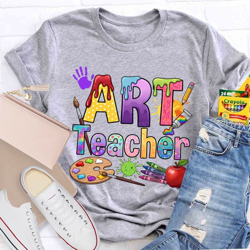 Art Teacher Colored Fonts And Color Palettes Teacher T-shirt