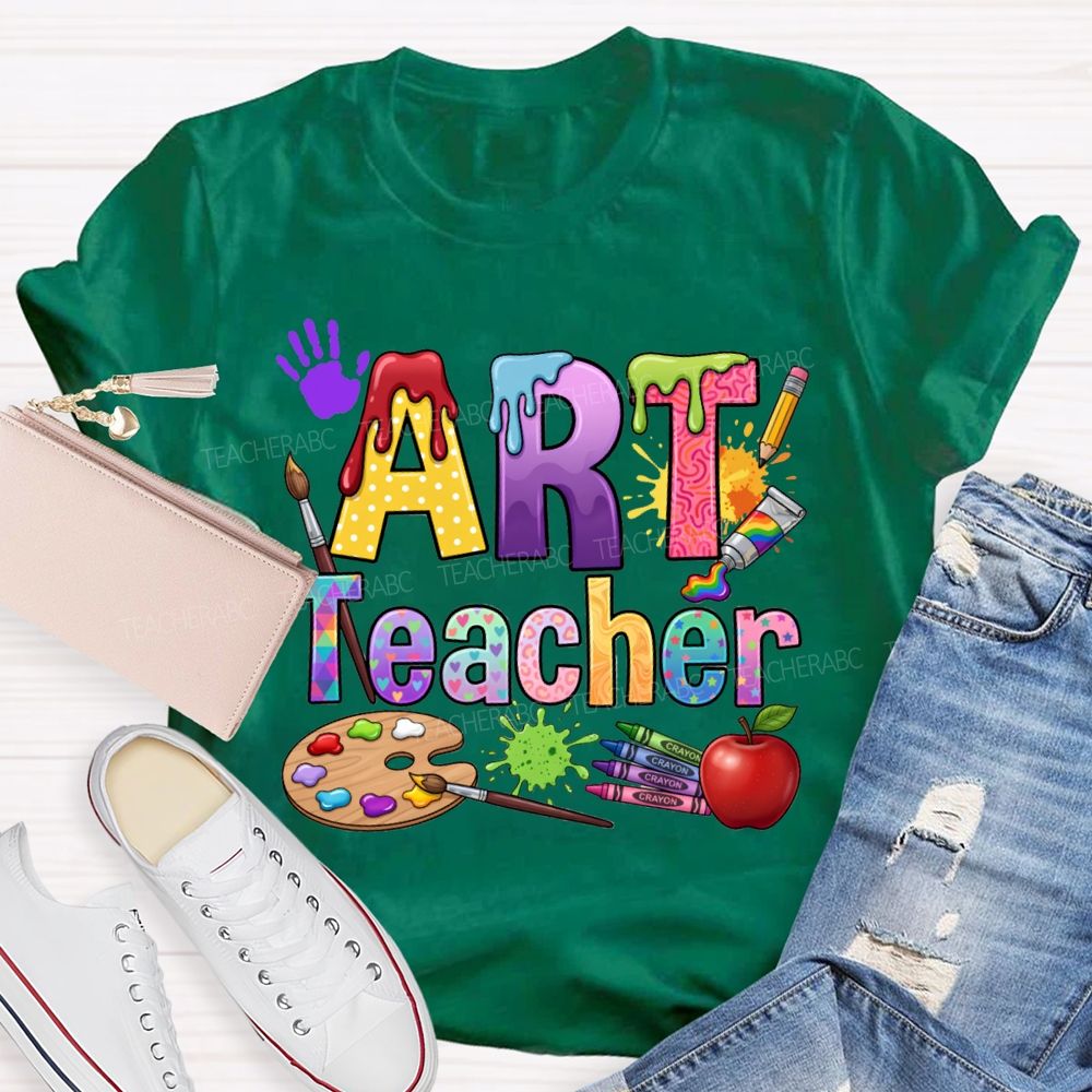 Art Teacher Colored Fonts And Color Palettes Teacher T-shirt
