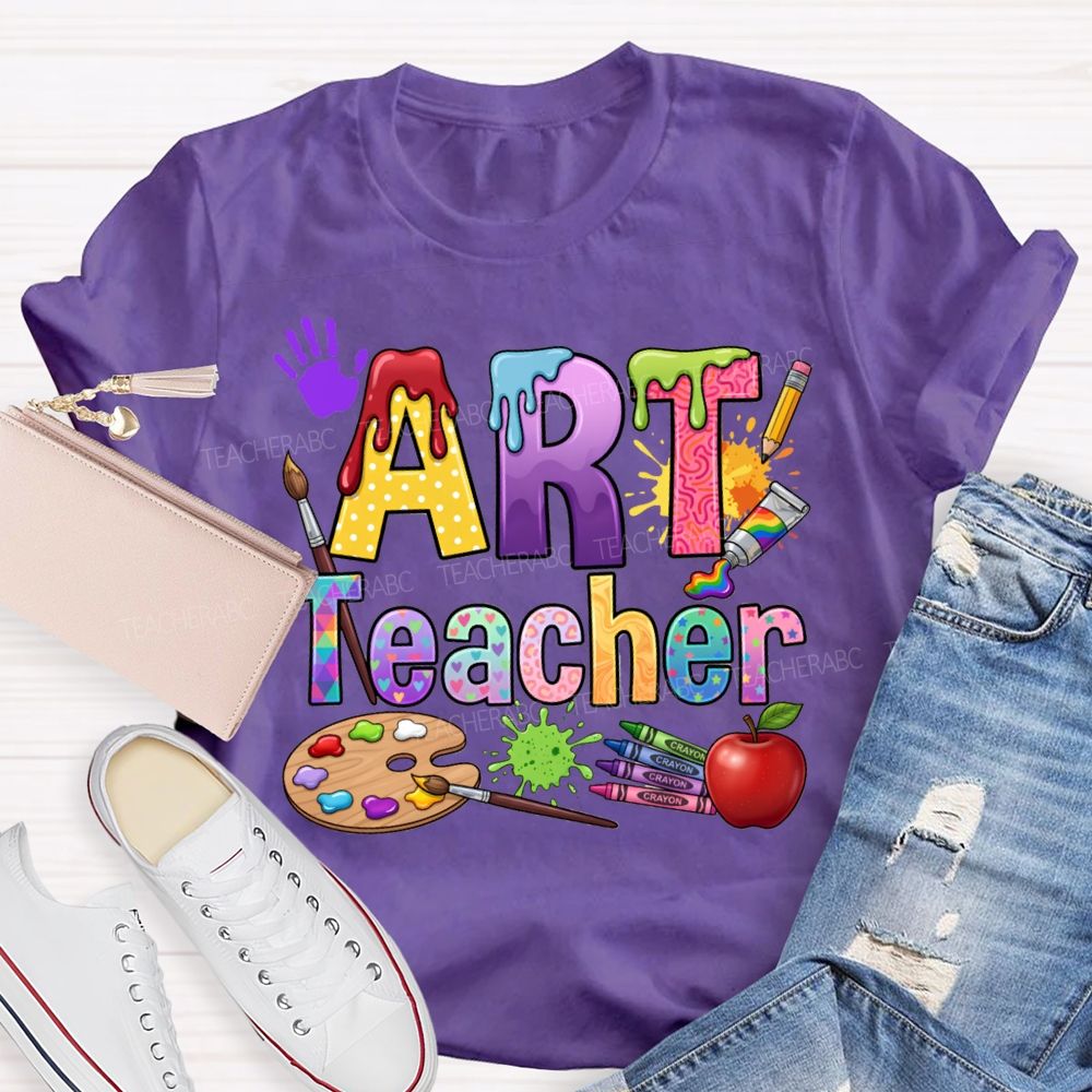 Art Teacher Colored Fonts And Color Palettes Teacher T-shirt