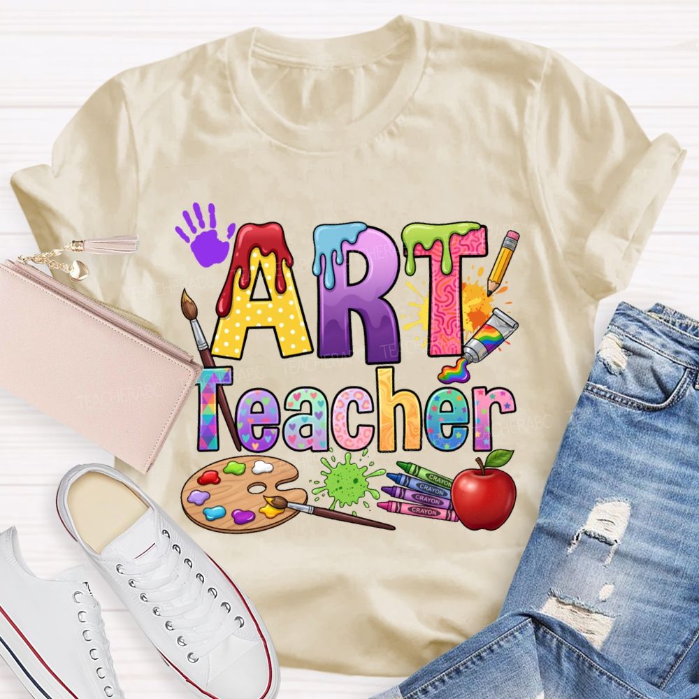 Art Teacher Colored Fonts And Color Palettes Teacher T-shirt