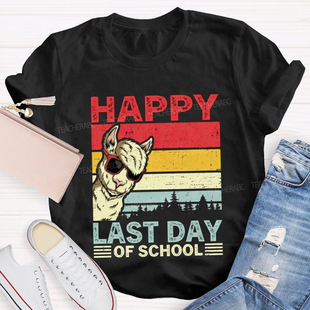 Happy Last Day Of School And Alpaca Teacher T-shirt