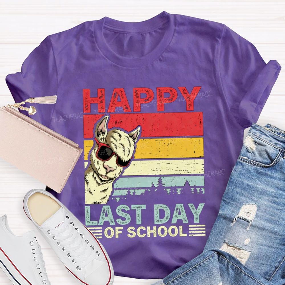 Happy Last Day Of School And Alpaca Teacher T-shirt