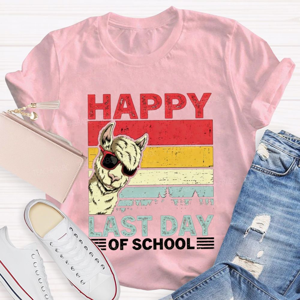 Happy Last Day Of School And Alpaca Teacher T-shirt