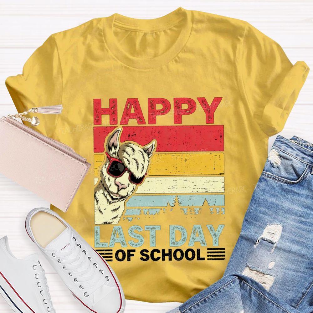 Happy Last Day Of School And Alpaca Teacher T-shirt