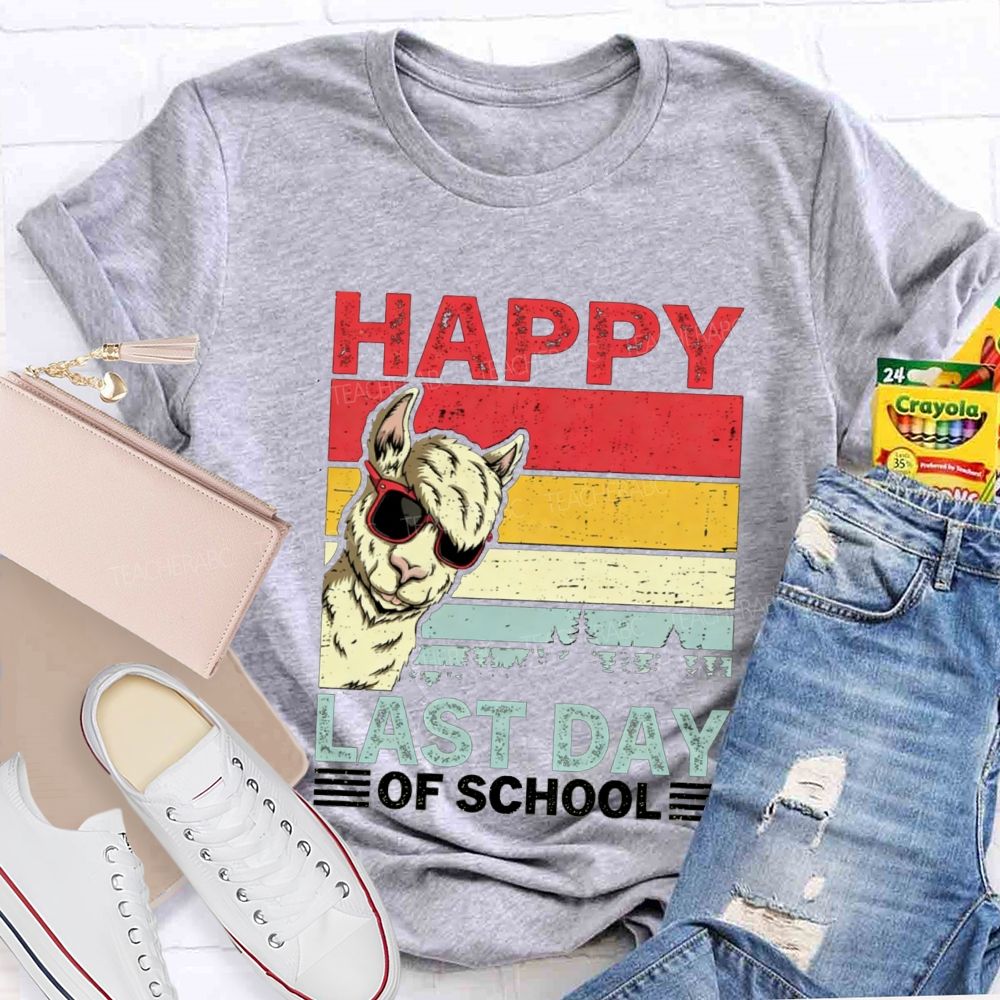 Happy Last Day Of School And Alpaca Teacher T-shirt