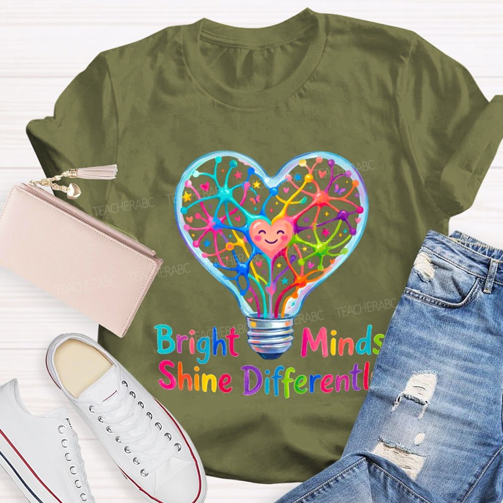 Bright Mind Shine Differently Teacher T-shirt