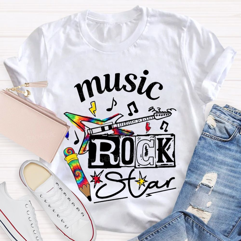 Music Rock Star Here'S A Guitar Teacher T-shirt
