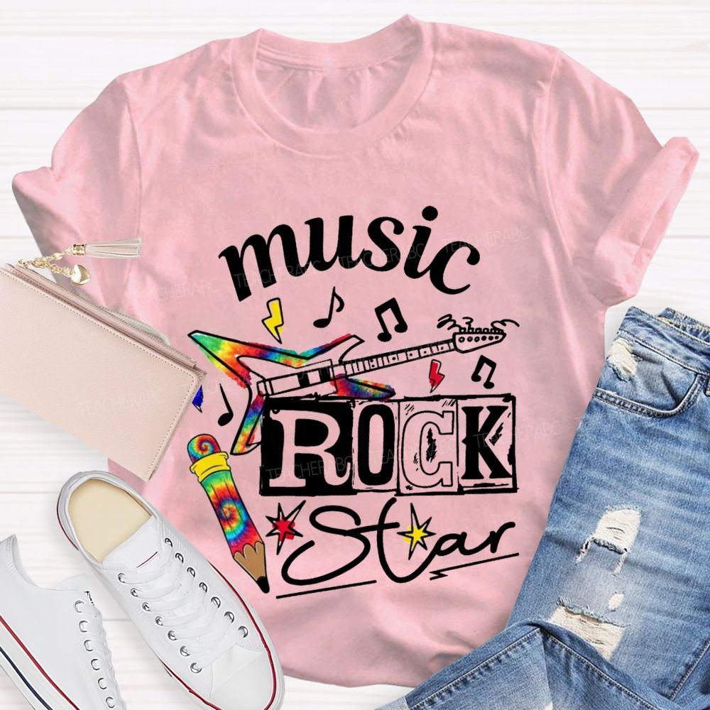 Music Rock Star Here'S A Guitar Teacher T-shirt