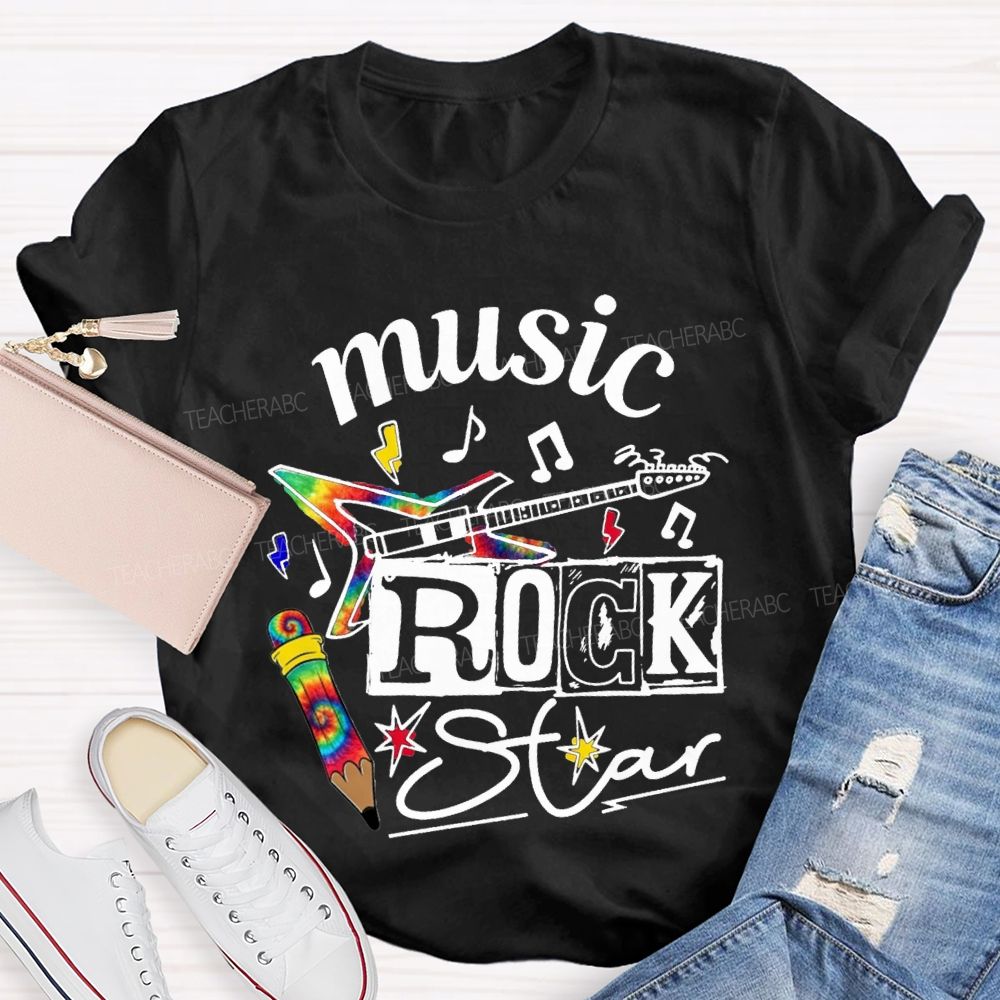 Music Rock Star Here'S A Guitar Teacher T-shirt