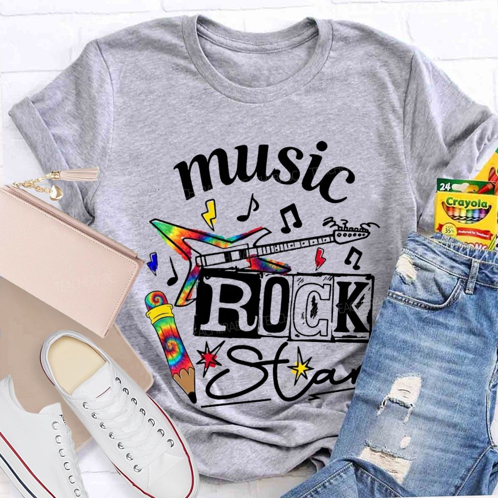 Music Rock Star Here'S A Guitar Teacher T-shirt