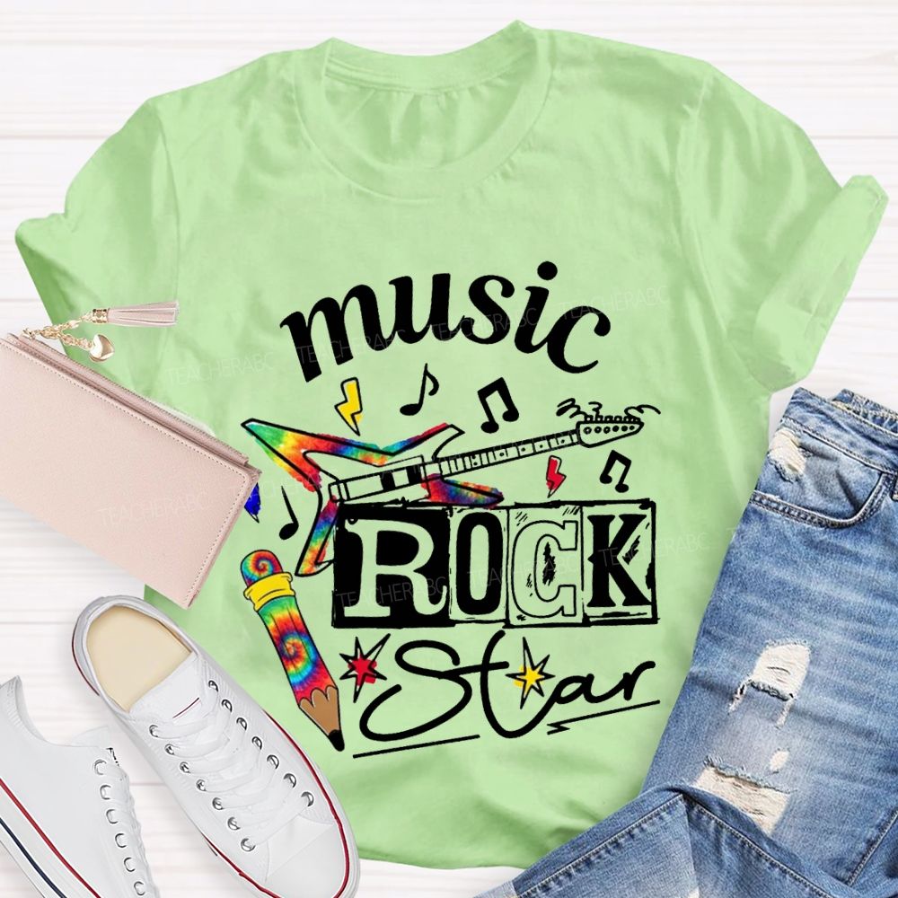 Music Rock Star Here'S A Guitar Teacher T-shirt