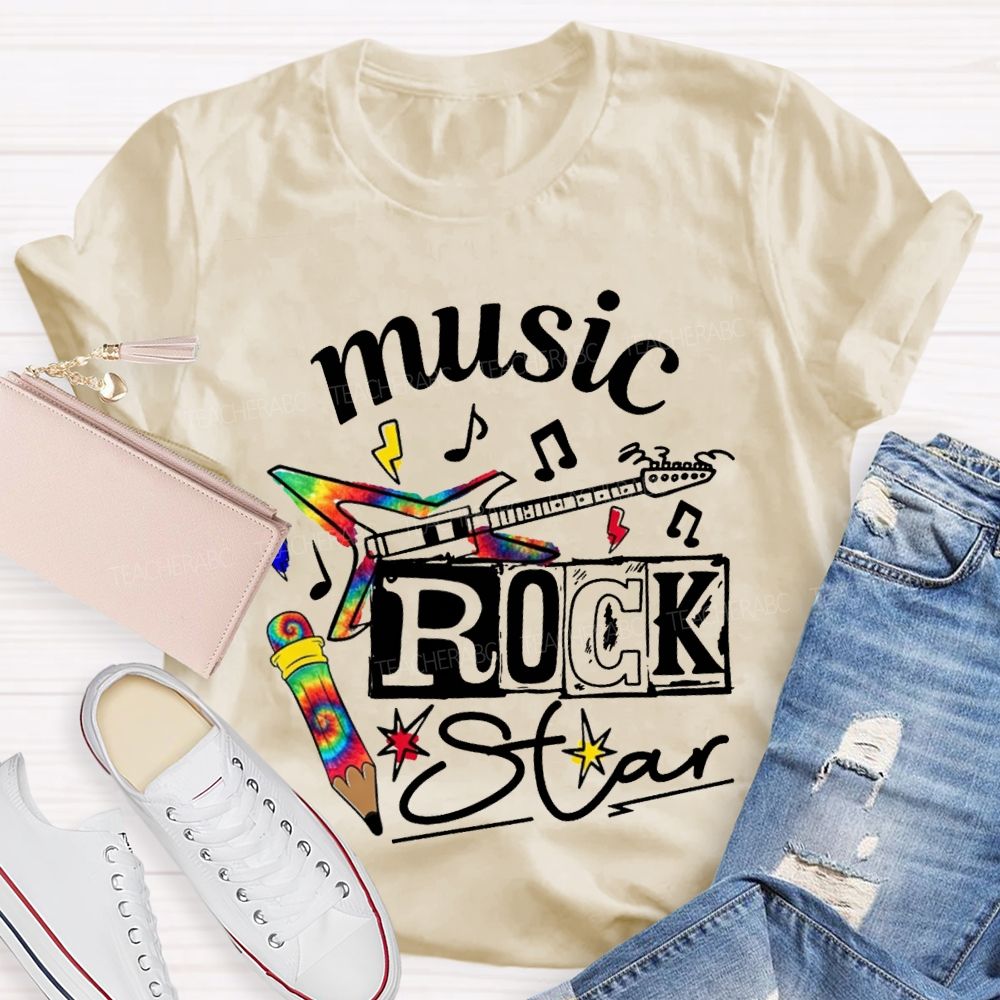 Music Rock Star Here'S A Guitar Teacher T-shirt
