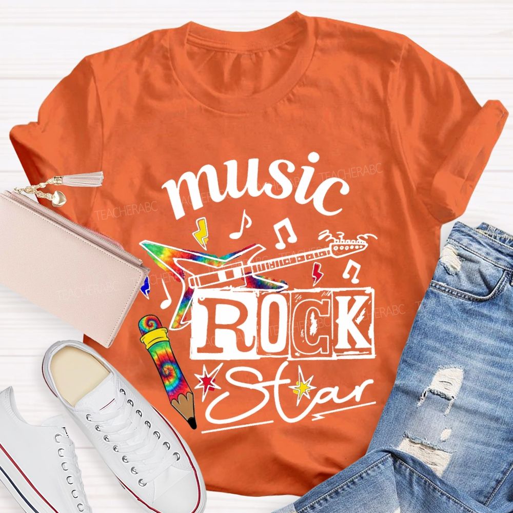 Music Rock Star Here'S A Guitar Teacher T-shirt