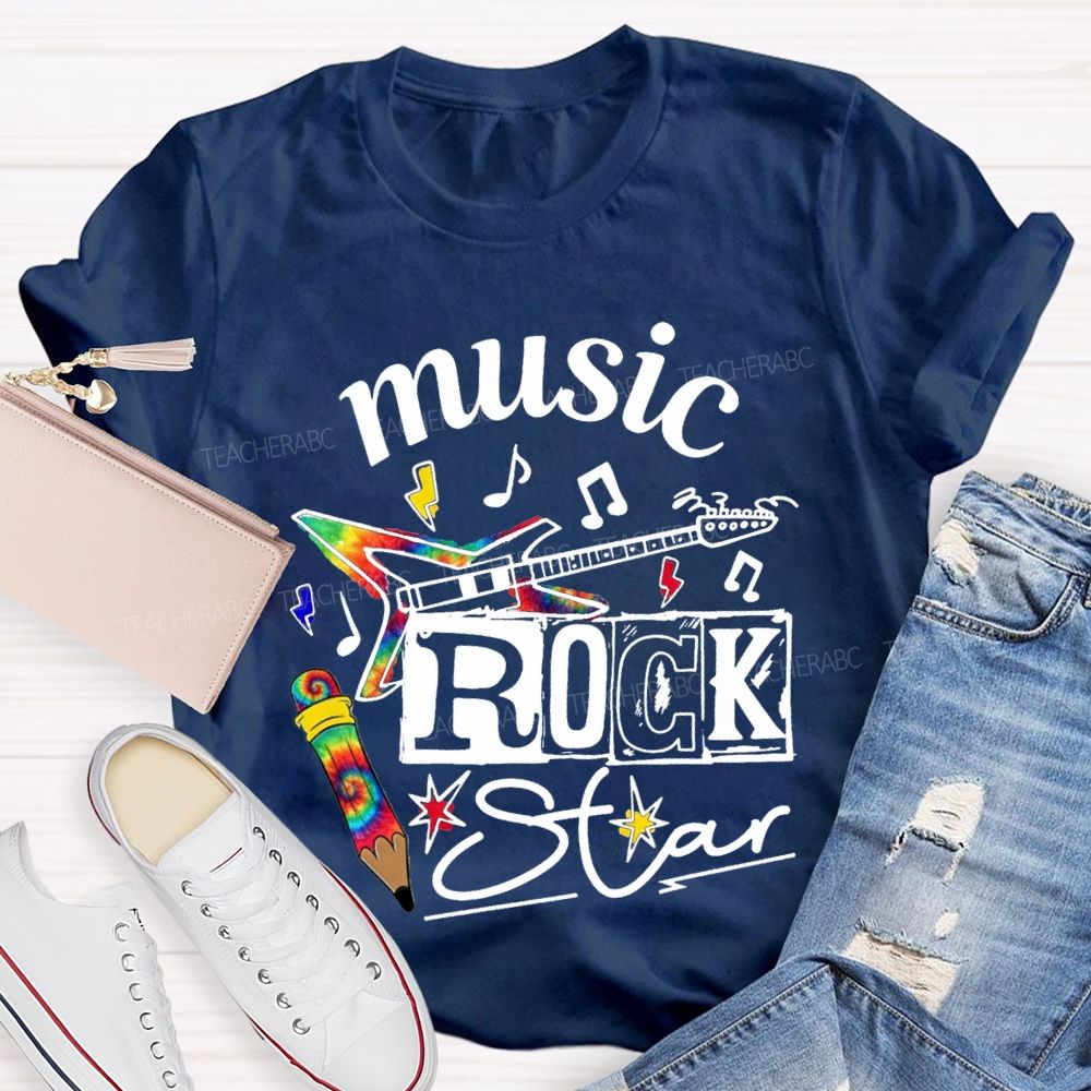 Music Rock Star Here'S A Guitar Teacher T-shirt
