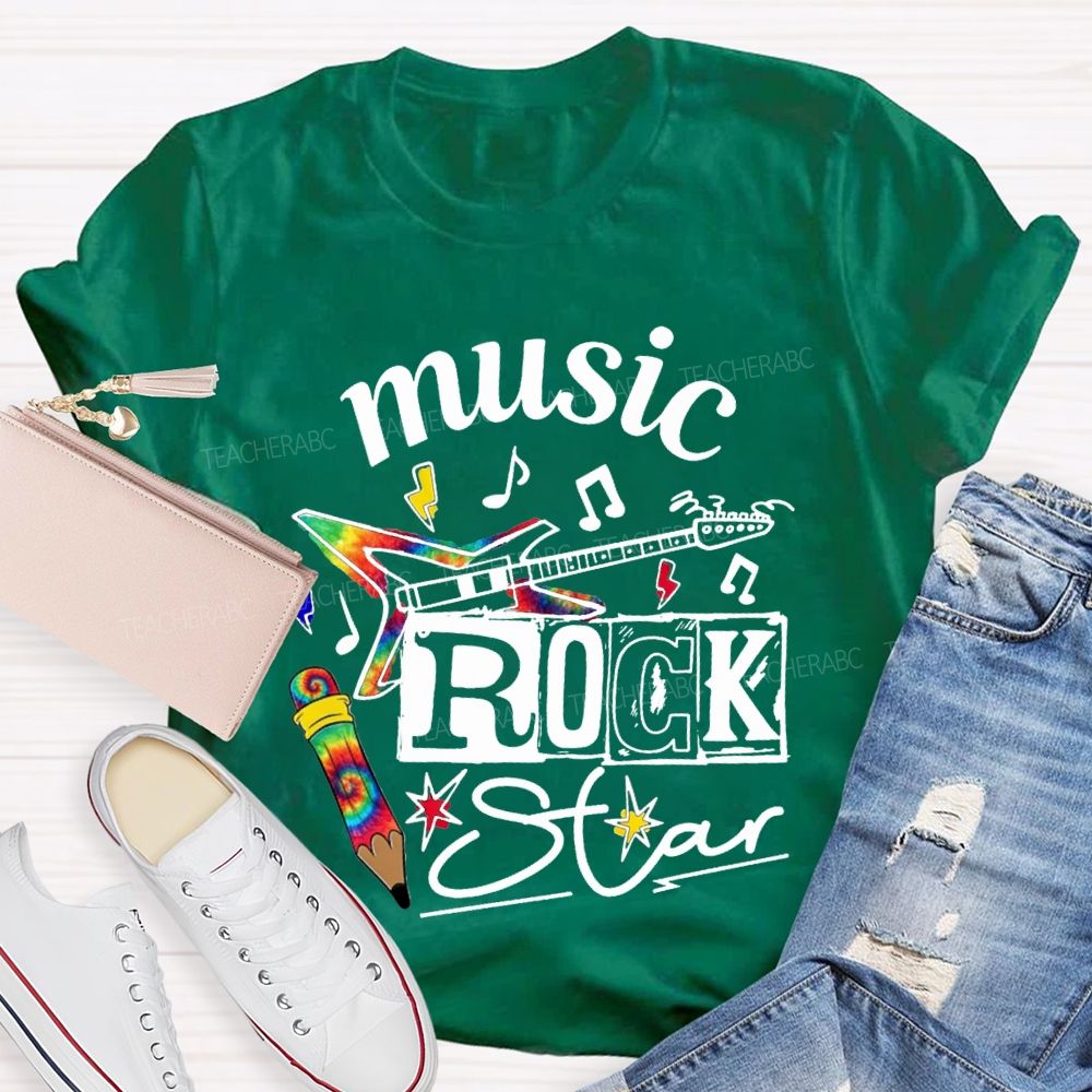 Music Rock Star Here'S A Guitar Teacher T-shirt