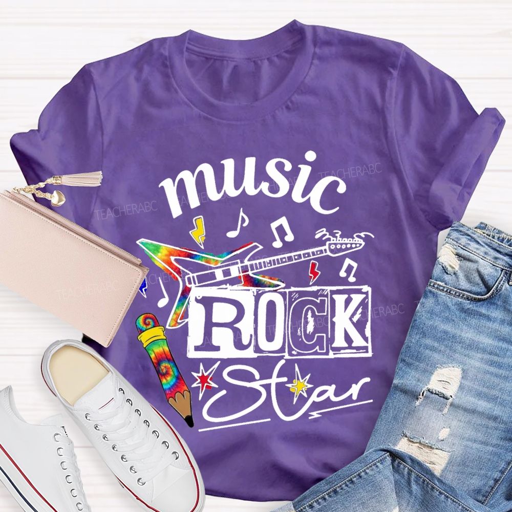 Music Rock Star Here'S A Guitar Teacher T-shirt
