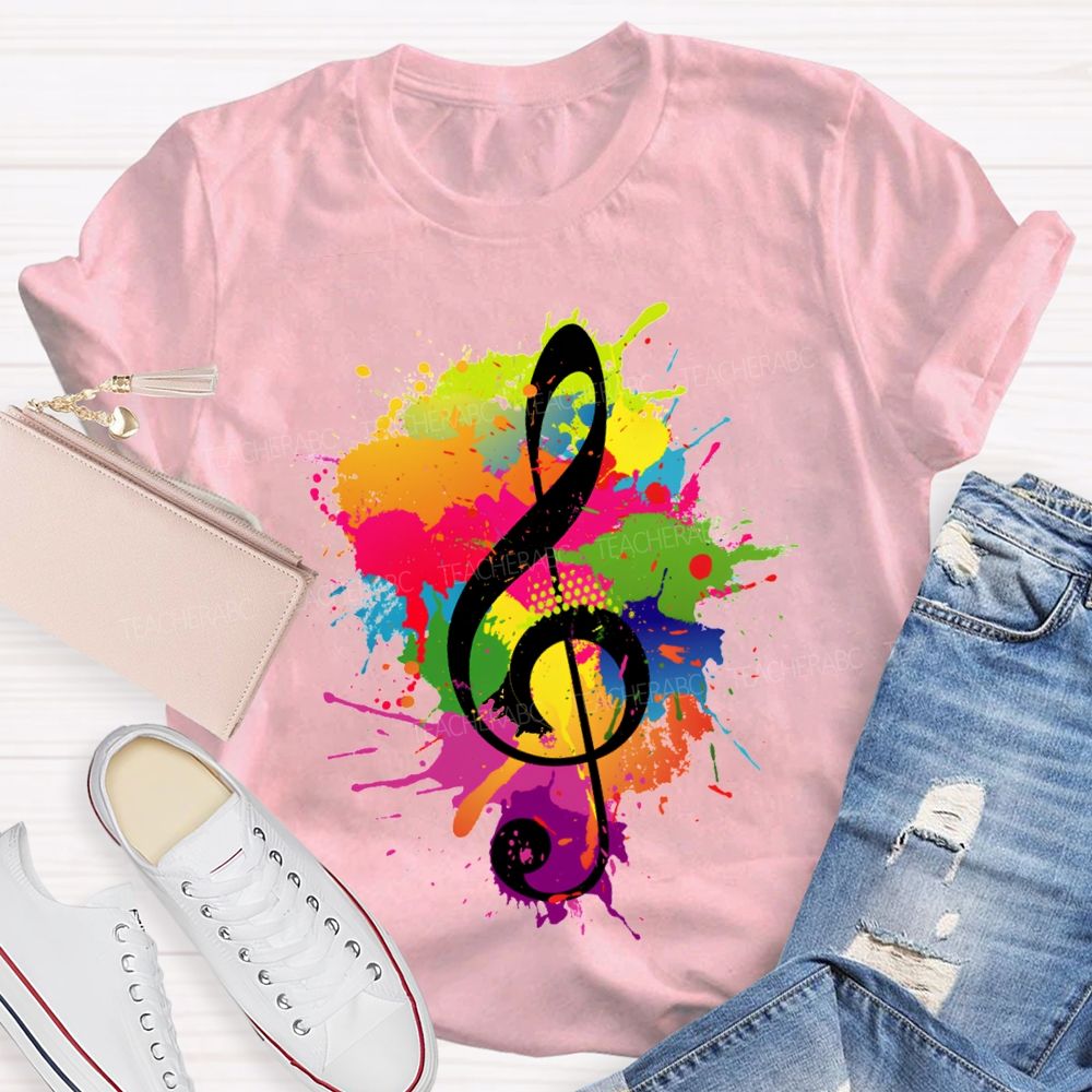 Rock It Out Colorful Tie-Dye Prints Music Teacher T-shirt