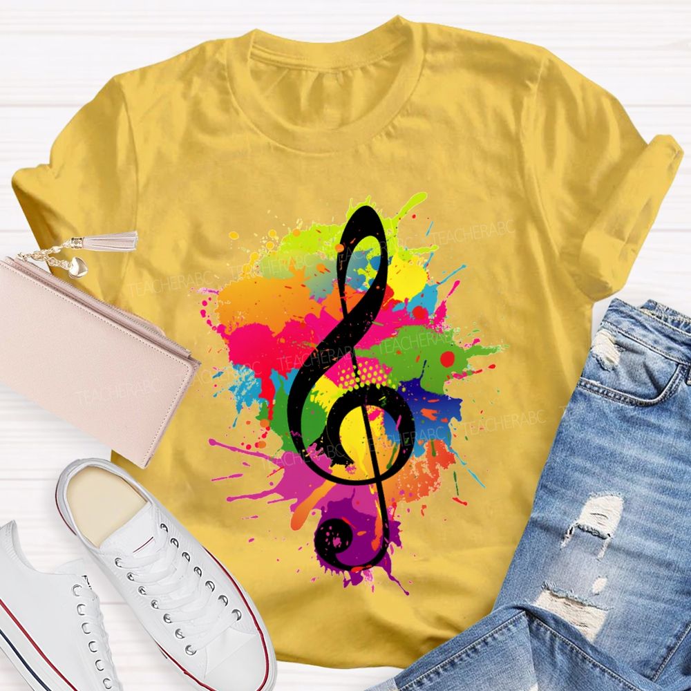 Rock It Out Colorful Tie-Dye Prints Music Teacher T-shirt