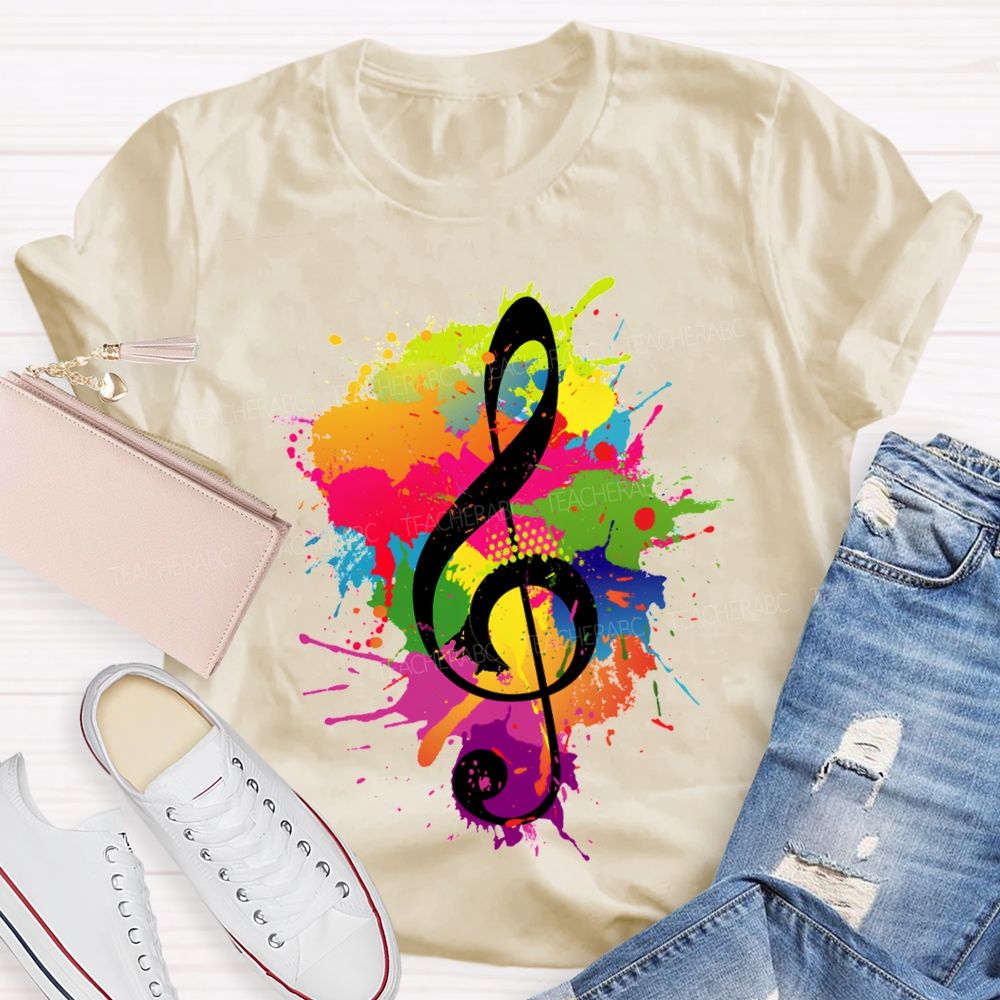 Rock It Out Colorful Tie-Dye Prints Music Teacher T-shirt