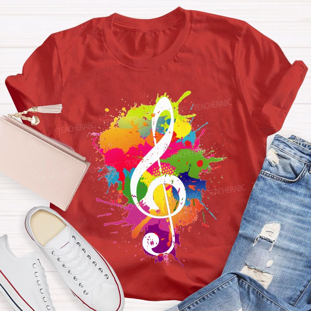 Rock It Out Colorful Tie-Dye Prints Music Teacher T-shirt