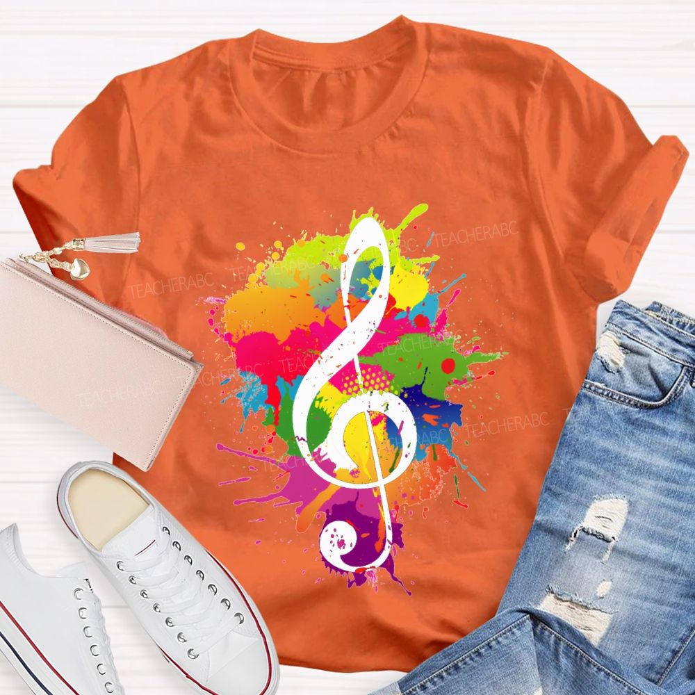 Rock It Out Colorful Tie-Dye Prints Music Teacher T-shirt