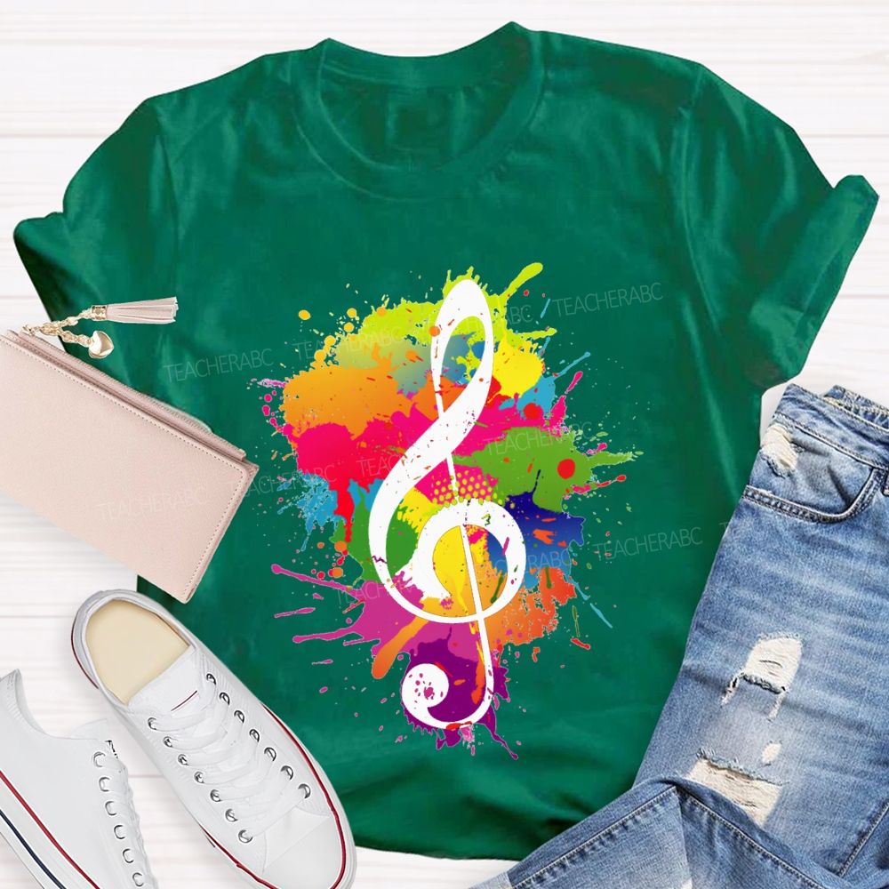 Rock It Out Colorful Tie-Dye Prints Music Teacher T-shirt