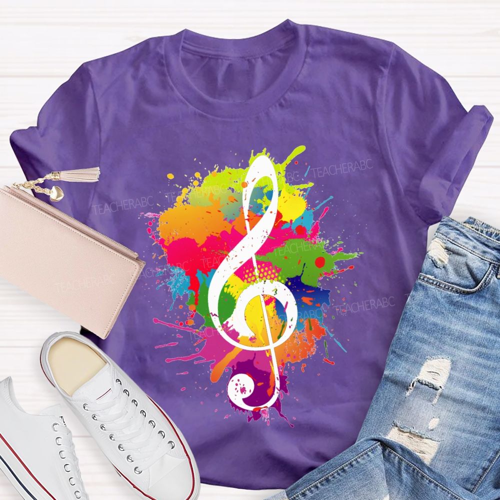 Rock It Out Colorful Tie-Dye Prints Music Teacher T-shirt