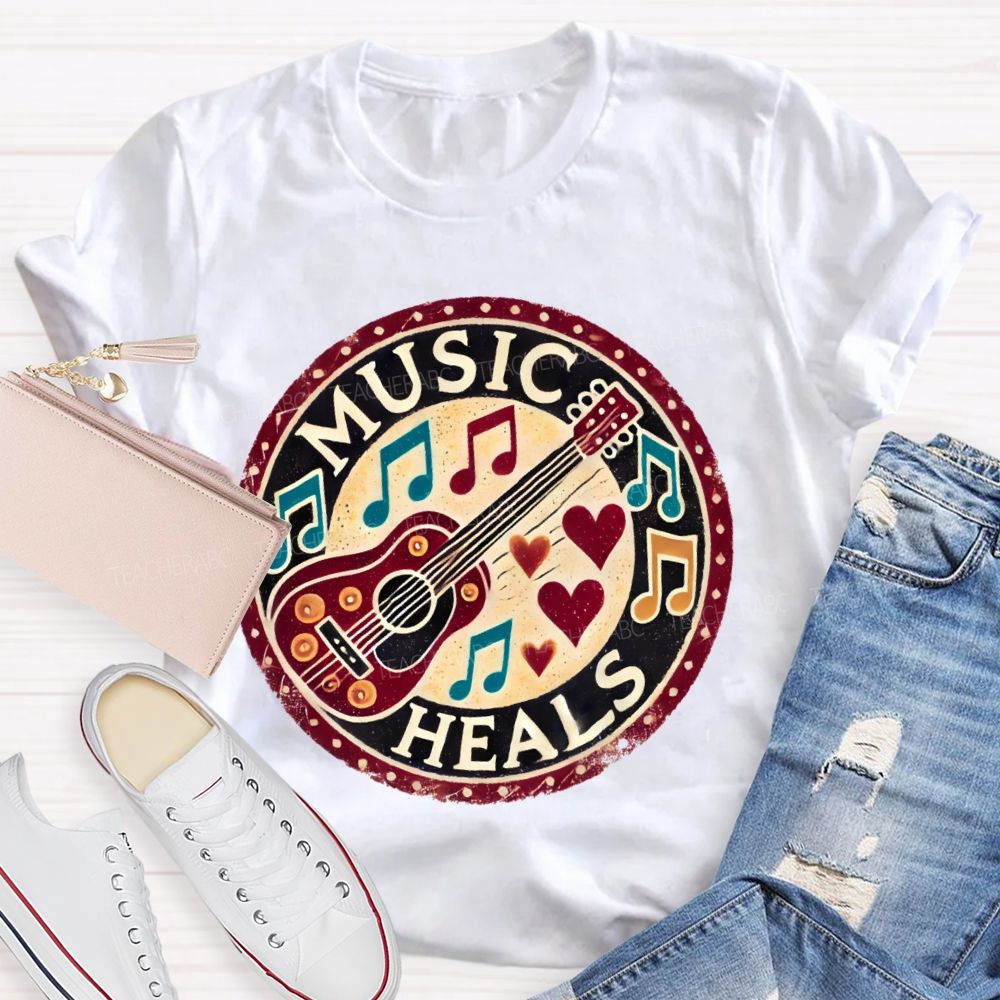 Music Heals  Graphic  Teacher T-shirt