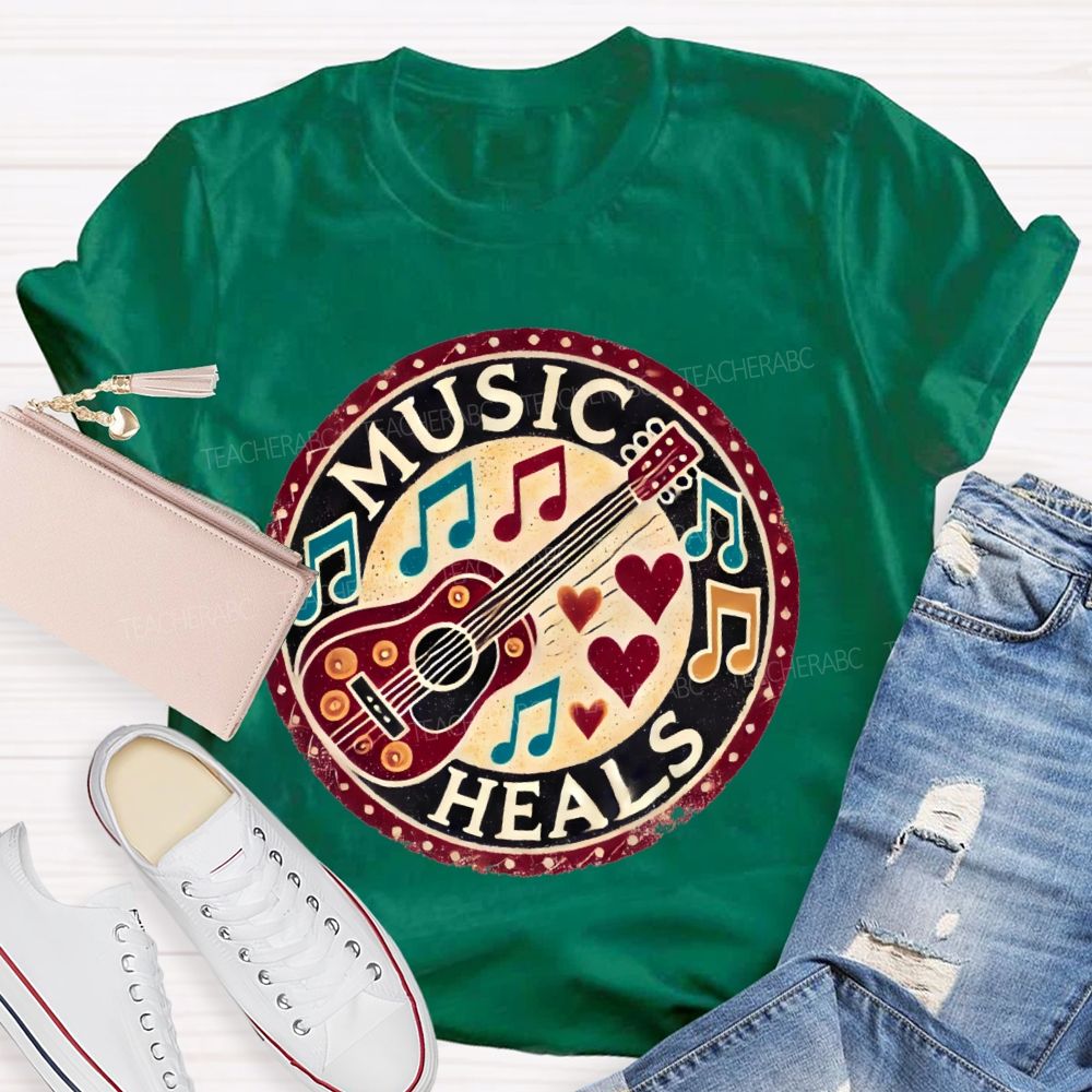 Music Heals  Graphic  Teacher T-shirt