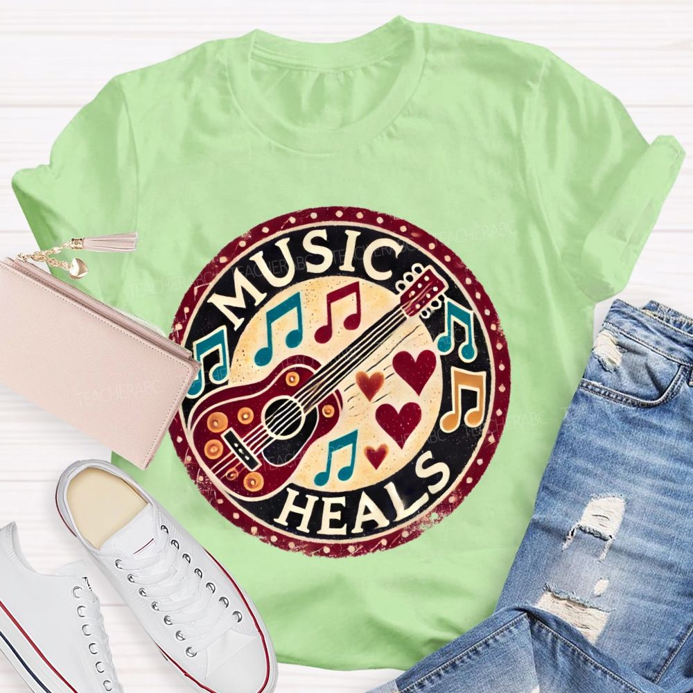 Music Heals  Graphic  Teacher T-shirt